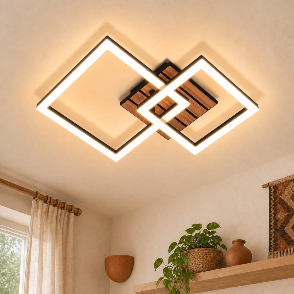 Deckenleuchte eisen 31.5x31.5x7.5cm schwarz LED 14W - Maisons Du
