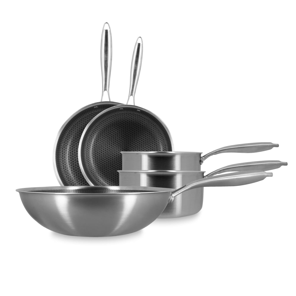 Batterie de cuisine 5 pièces en acier inoxydable - tout feux