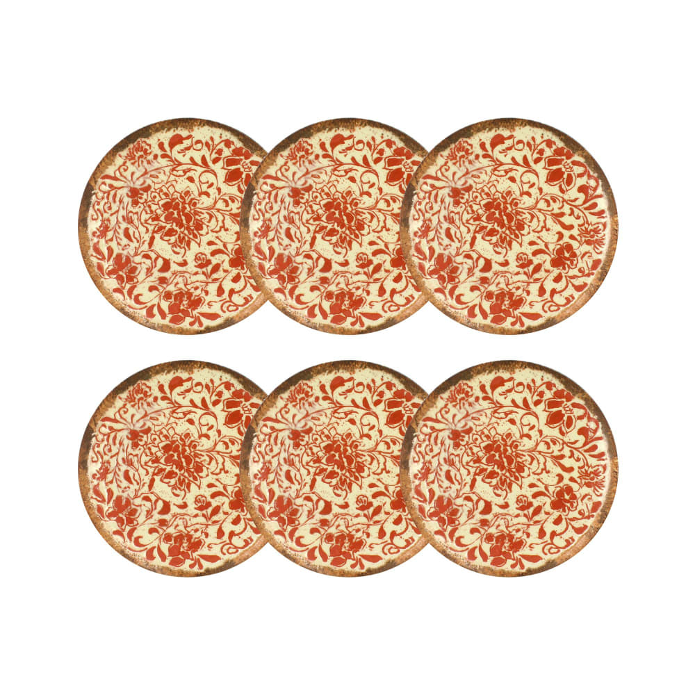 Lot de 6 assiettes à desert 20cm en porcelaine rouge Lot de 6 assiettes à desert 20cm en porcelaine rouge