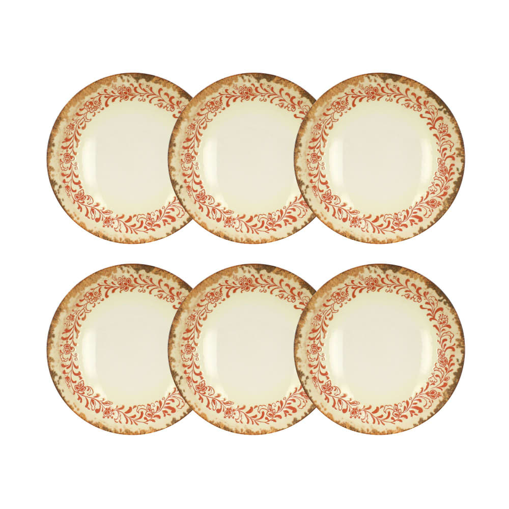 Lot de 6 assiettes creuses 21cm en porcelaine rouge Lot de 6 assiettes creuses 21cm en porcelaine rouge