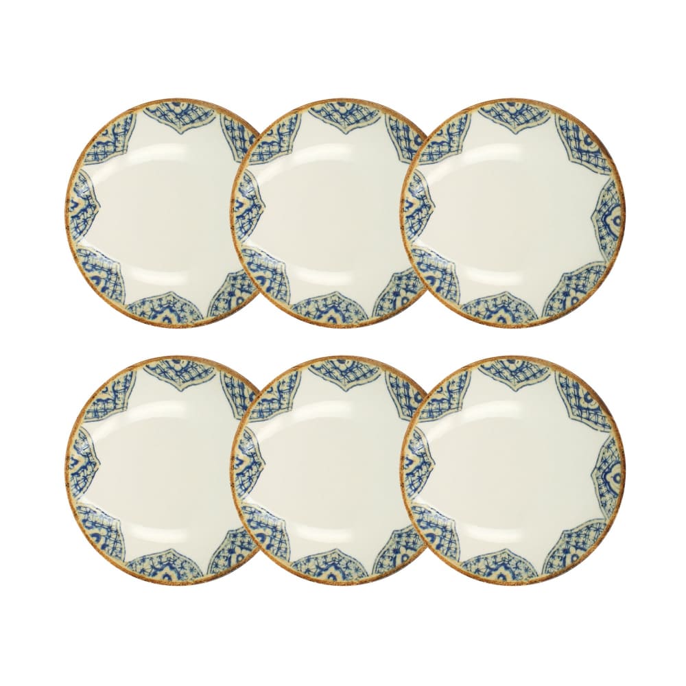 Lot de 6 assiettes creuses 21cm en porcelaine bleu Lot de 6 assiettes creuses 21cm en porcelaine bleu