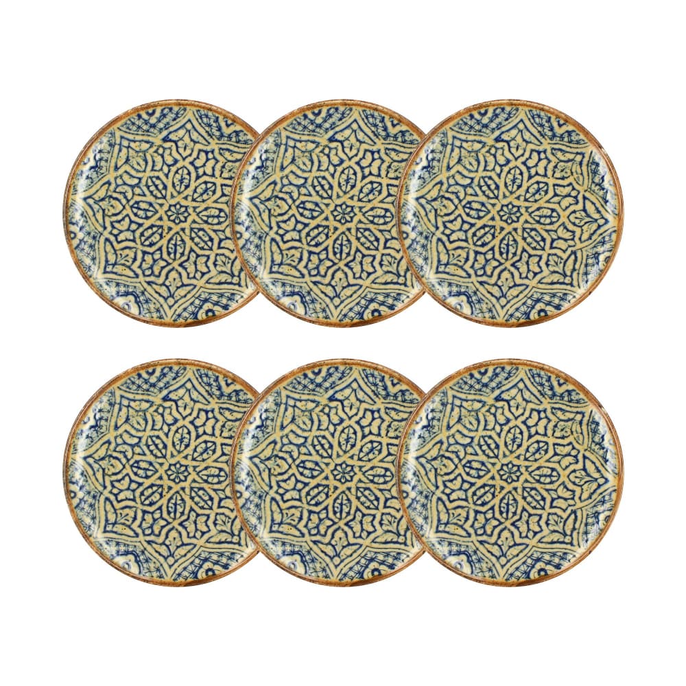 Lot de 6 assiettes plates 27cm en porcelaine bleu Lot de 6 assiettes plates 27cm en porcelaine bleu