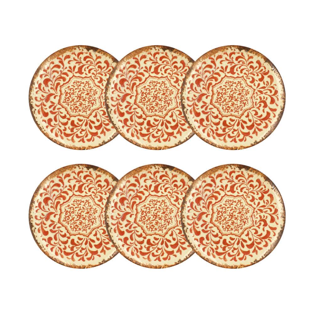 Lot de 6 assiettes plates 27cm en porcelaine rouge Lot de 6 assiettes plates 27cm en porcelaine rouge
