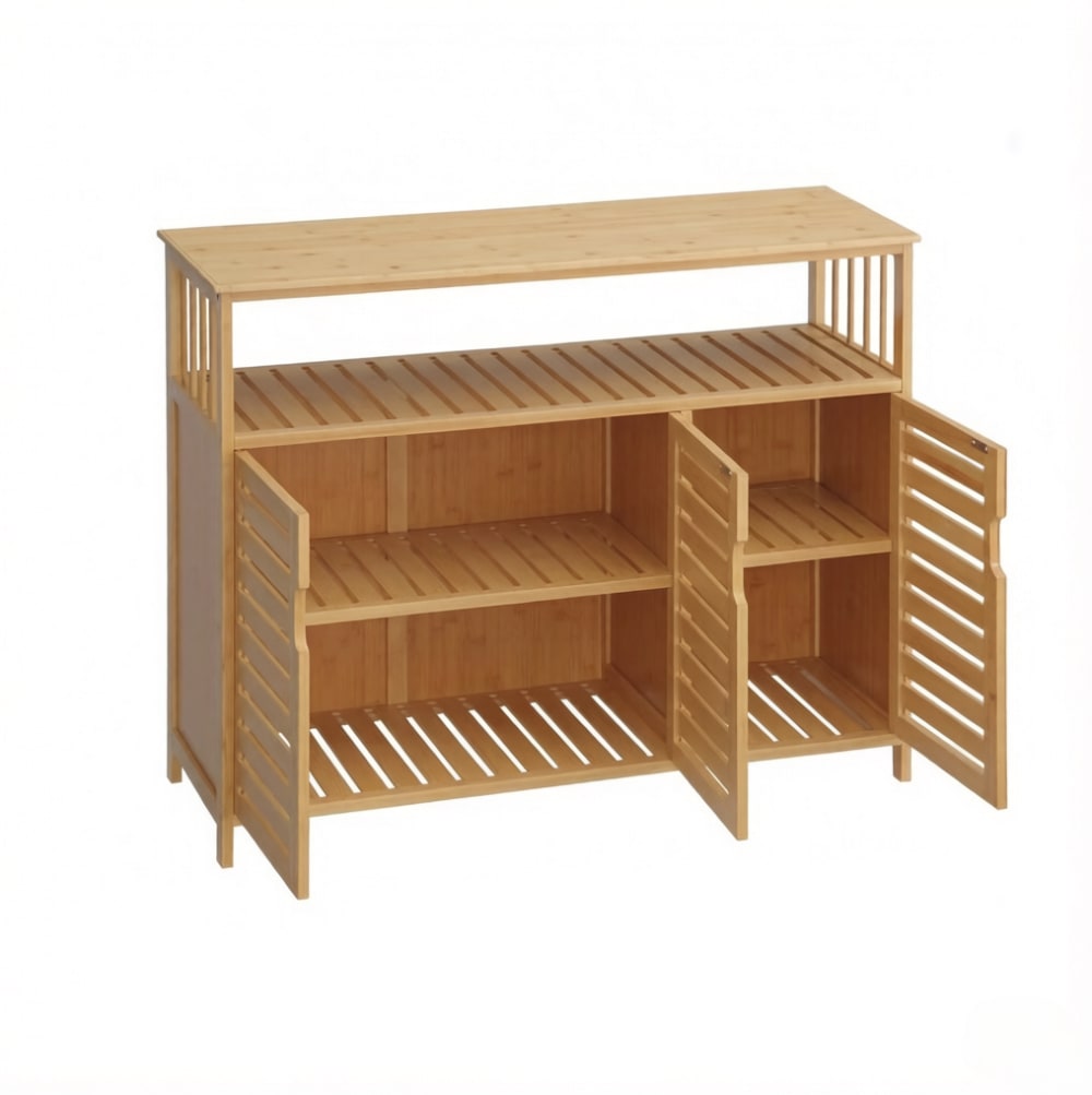 Buffet en bambou avec rangement naturel 100x35x82 cm