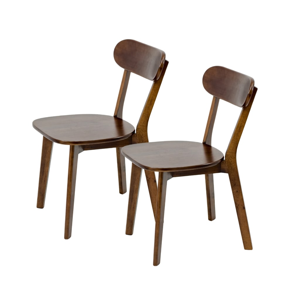 Lot de 2 chaises en bois coloris noyer dossier courbé