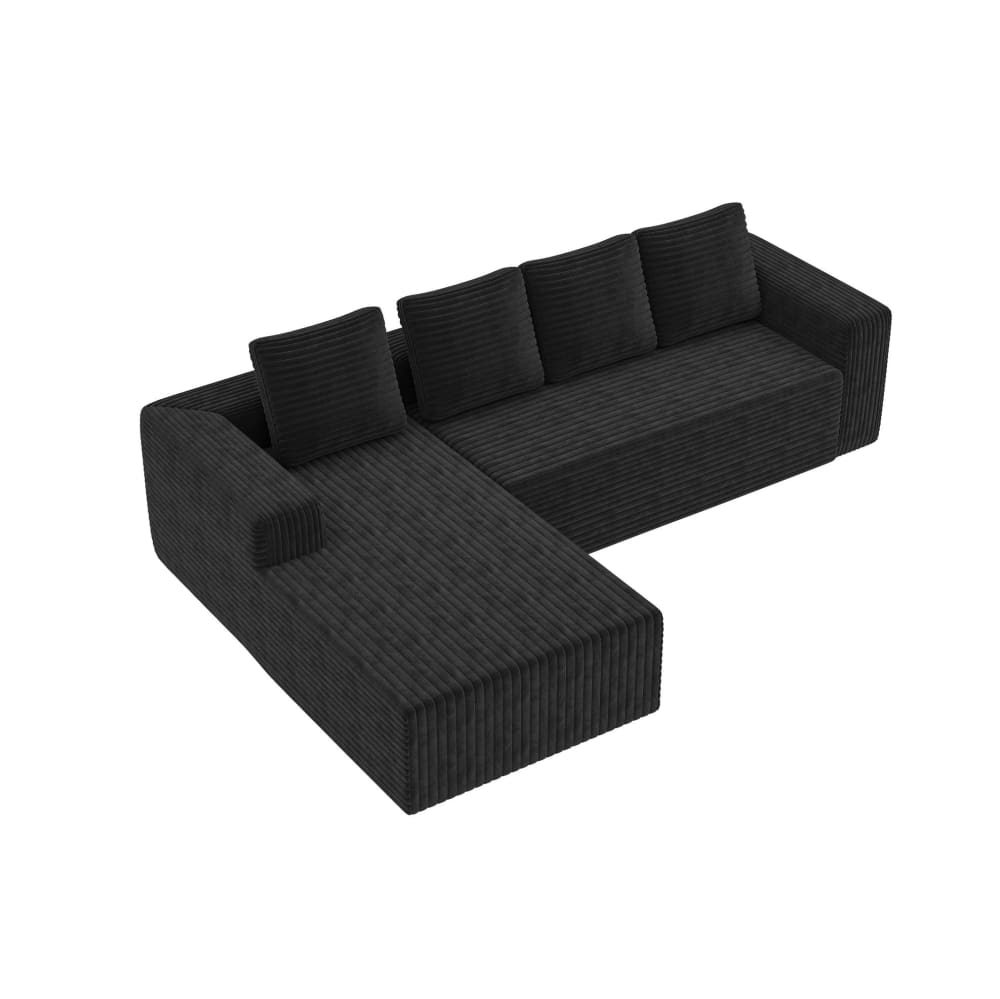 Canapé d'angle modulable en corduroy noir 261x168x58 cm