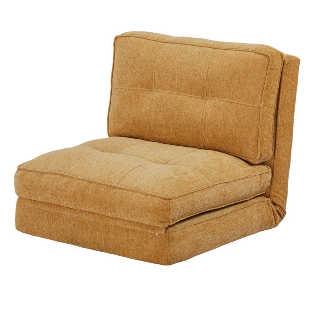 Fauteuil chauffeuse convertible en tissu jaune