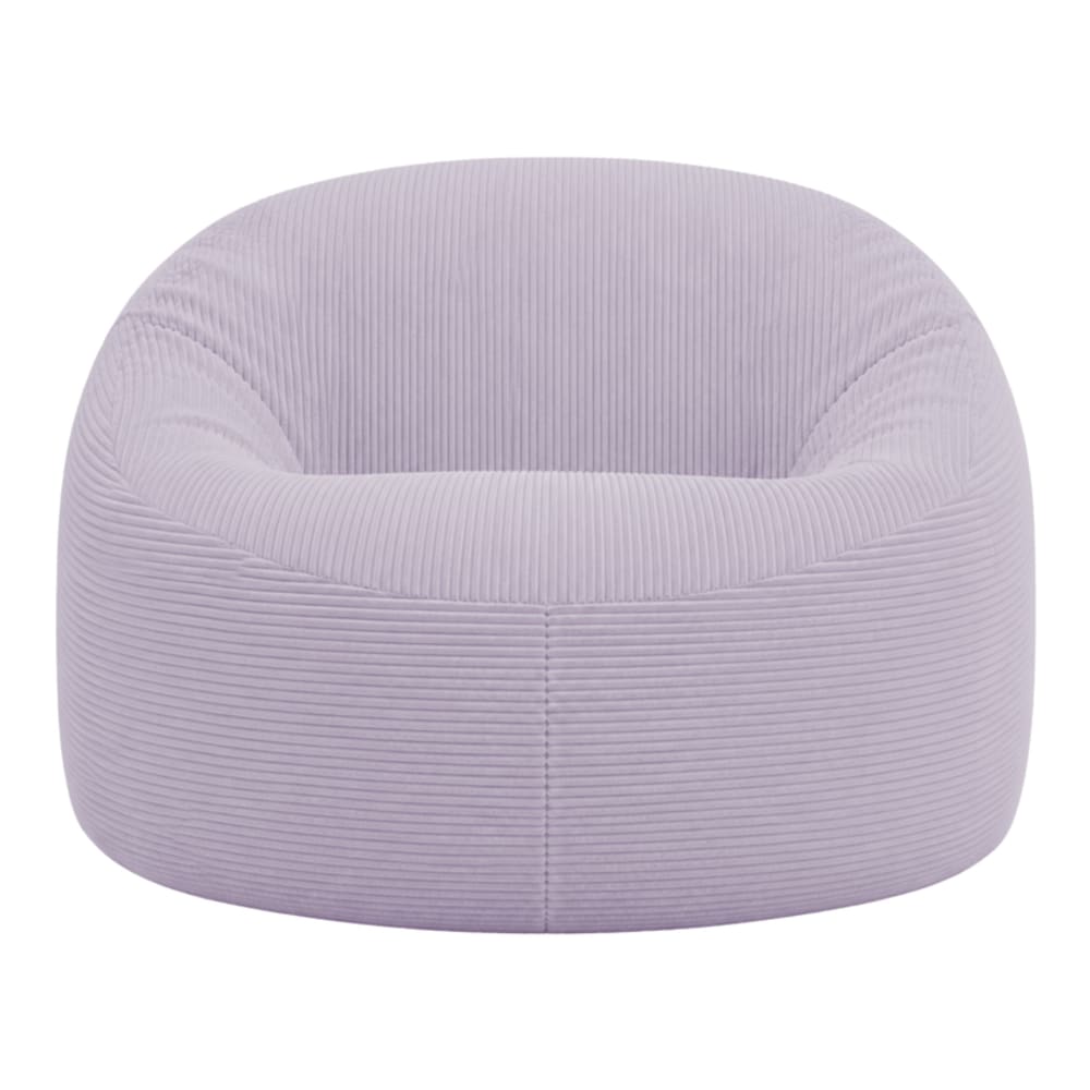 Pouf déhoussable velours côtelé épais 100 cm violet