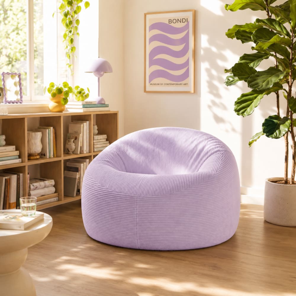 Bananair Sitzsack mit abnehmbarem Bezug aus Breitcord 100 cm lila style modern Violett Öko-Tex Zertifikat Samt