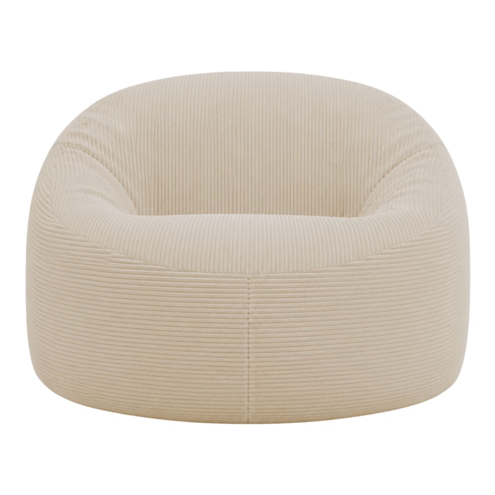 Pouf déhoussable velours côtelé épais 100 cm beige