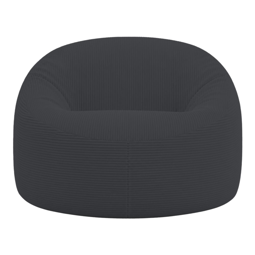Pouf déhoussable velours côtelé épais 100 cm gris foncé