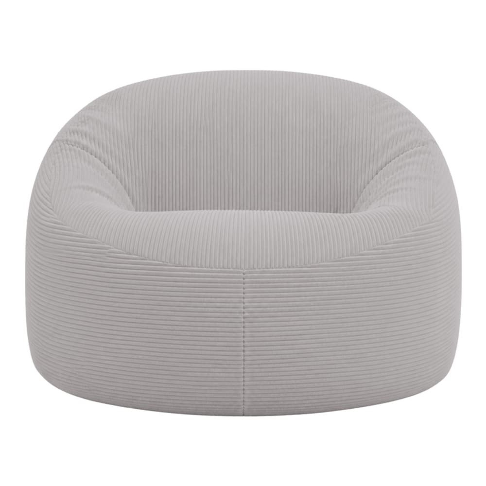 Pouf déhoussable velours côtelé épais 100 cm gris clair