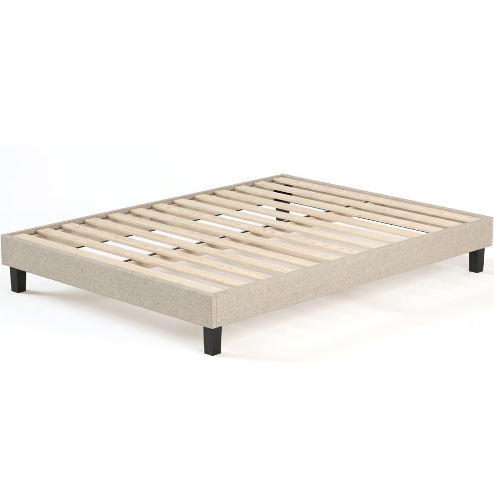 Sommier déco à lattes 180x200 cm en tissu beige