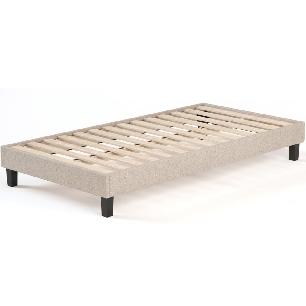 Sommier déco à lattes 90x190 cm en tissu beige