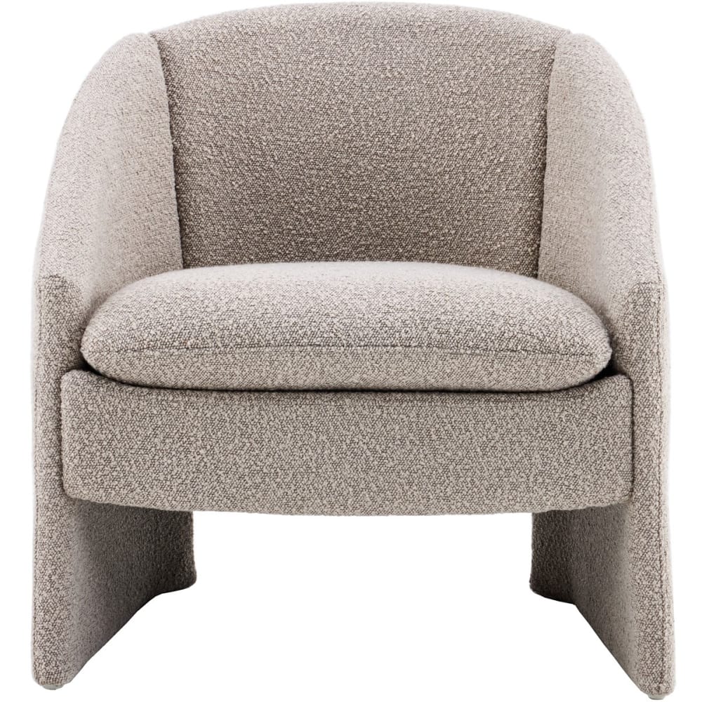 Fauteuil arrondi en tissu bouclé taupe