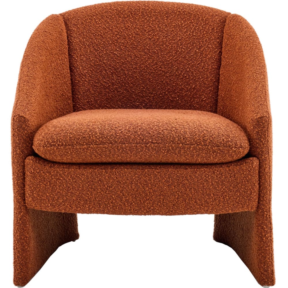 Fauteuil arrondi en tissu bouclé rouille