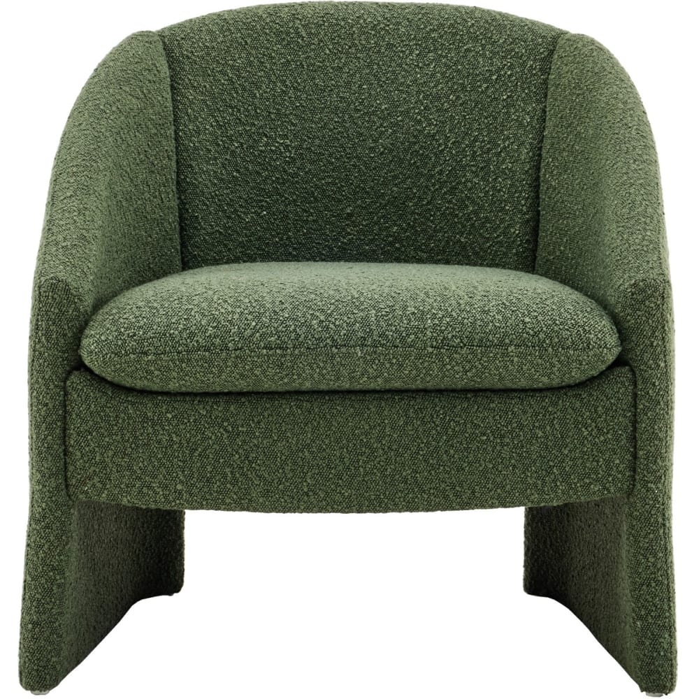 Fauteuil arrondi en tissu bouclé vert kaki