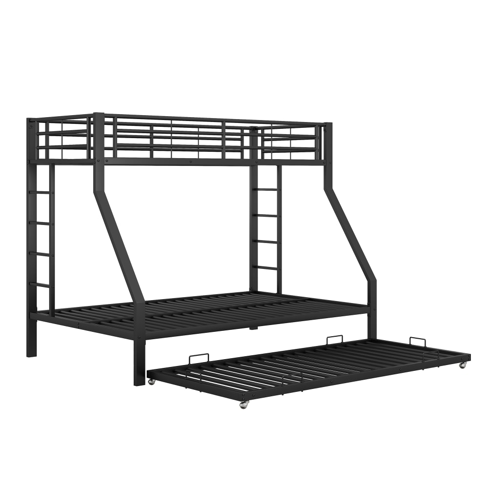 ComfortXL Etagenbett mit Rollbett aus Eisen Schwarz 90x200 cm 140x200 cm SCHWARZ METALL Baby