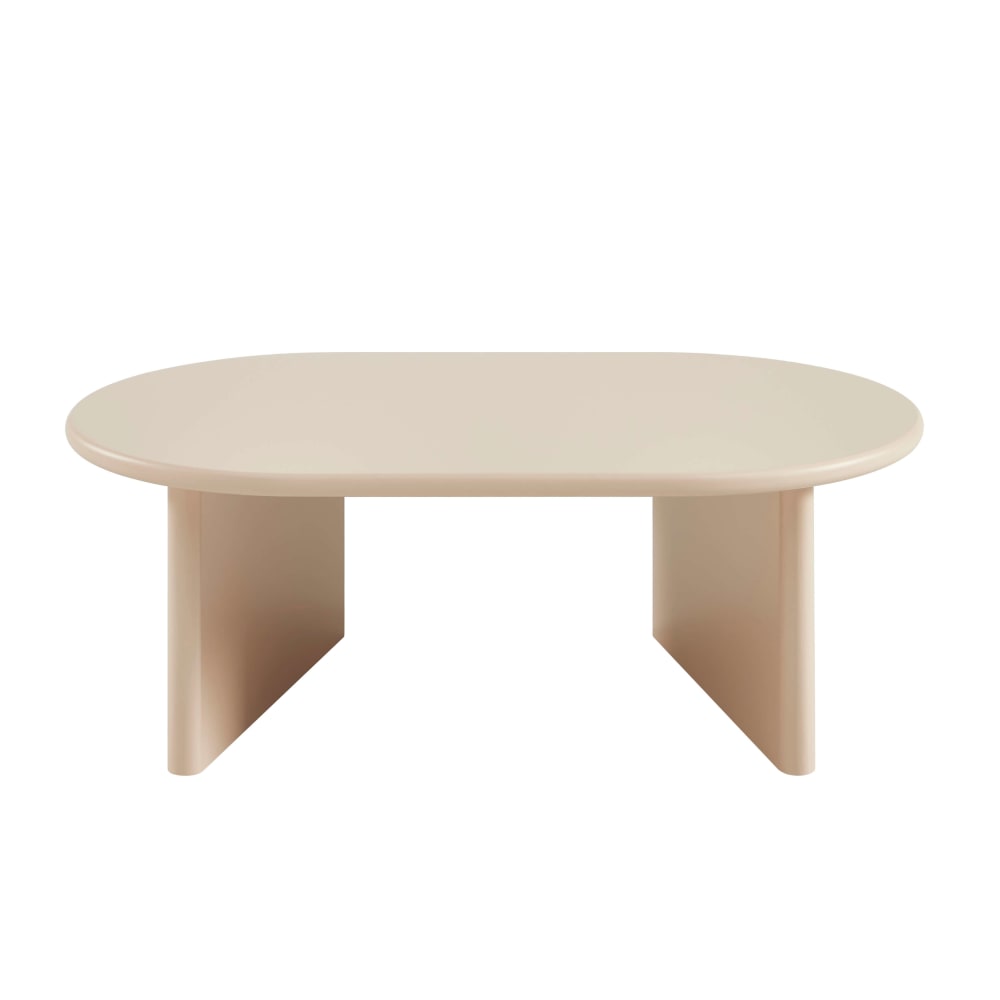 Table basse ovale effet laqué beige Table basse ovale effet laqué beige