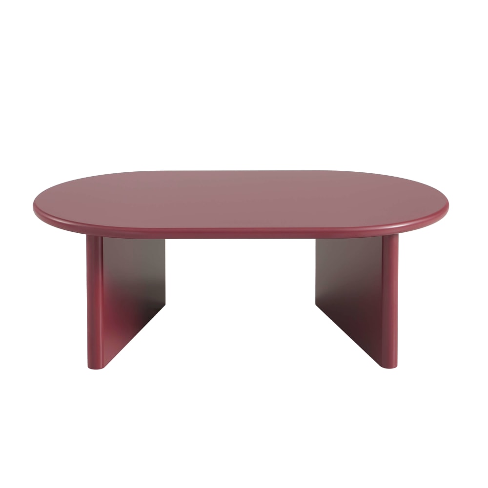 Table basse ovale  effet laqué bordeaux