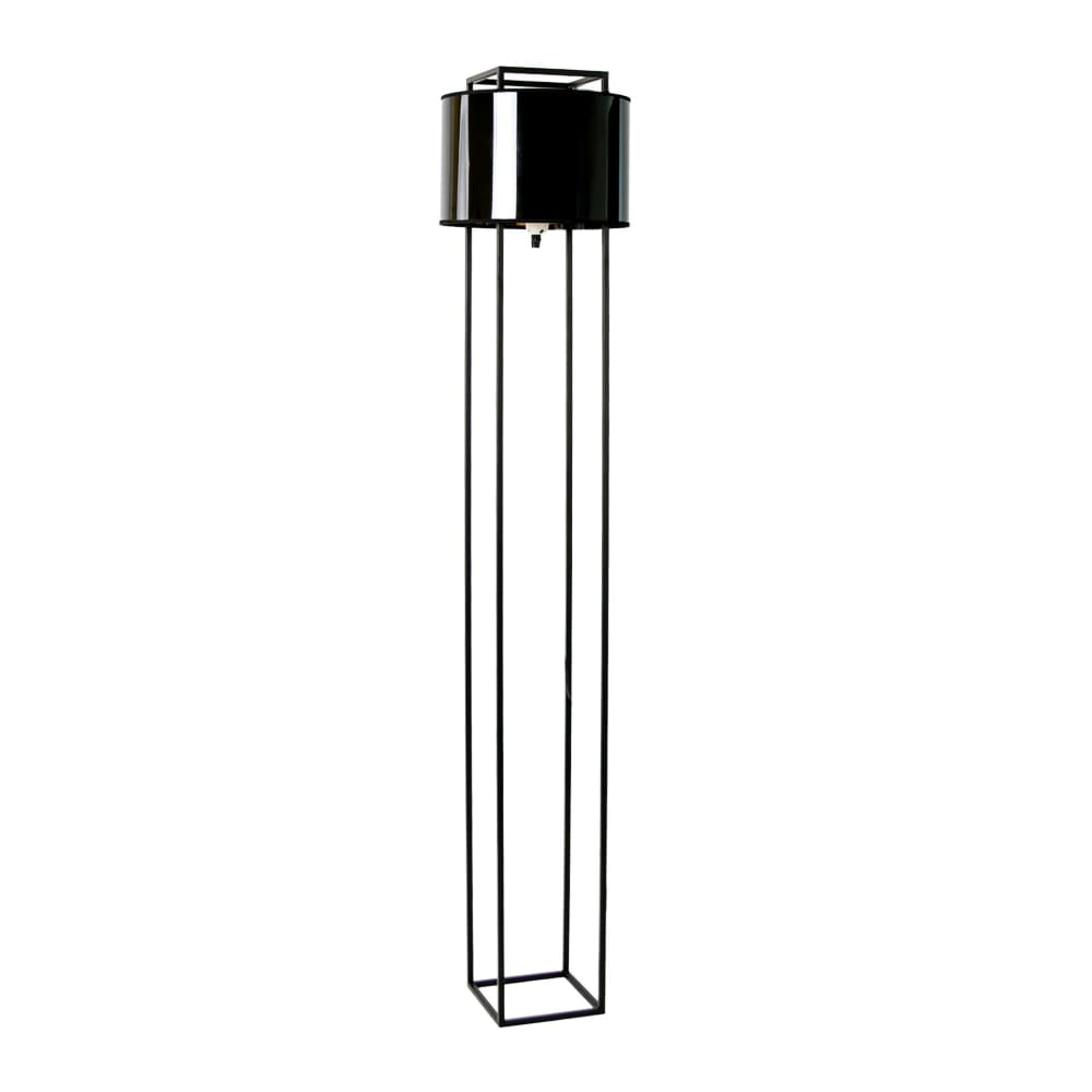 The Lumine Stehleuchte aus schwarzem, glänzend goldenem PVC und schwarzem Stahl style modern - Stahl