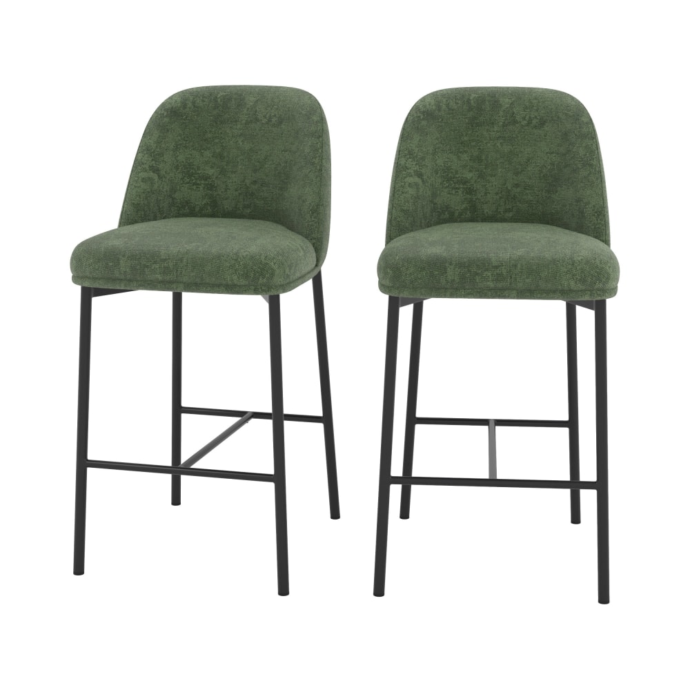 Lot de 2 chaises pour îlot central 67 cm en tissu vert sapin