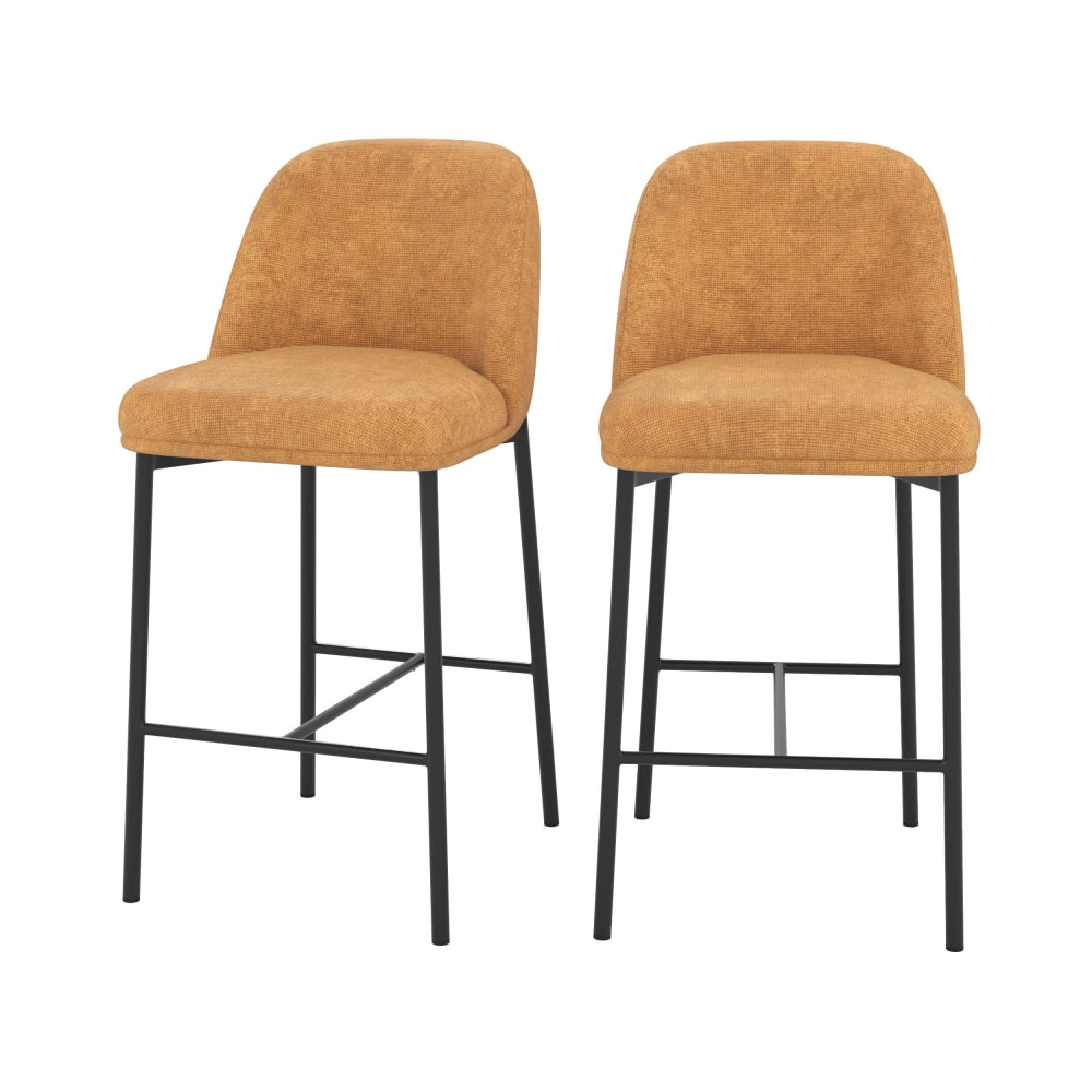 Lot de 2 chaises pour îlot central 67 cm en tissu jaune moutarde