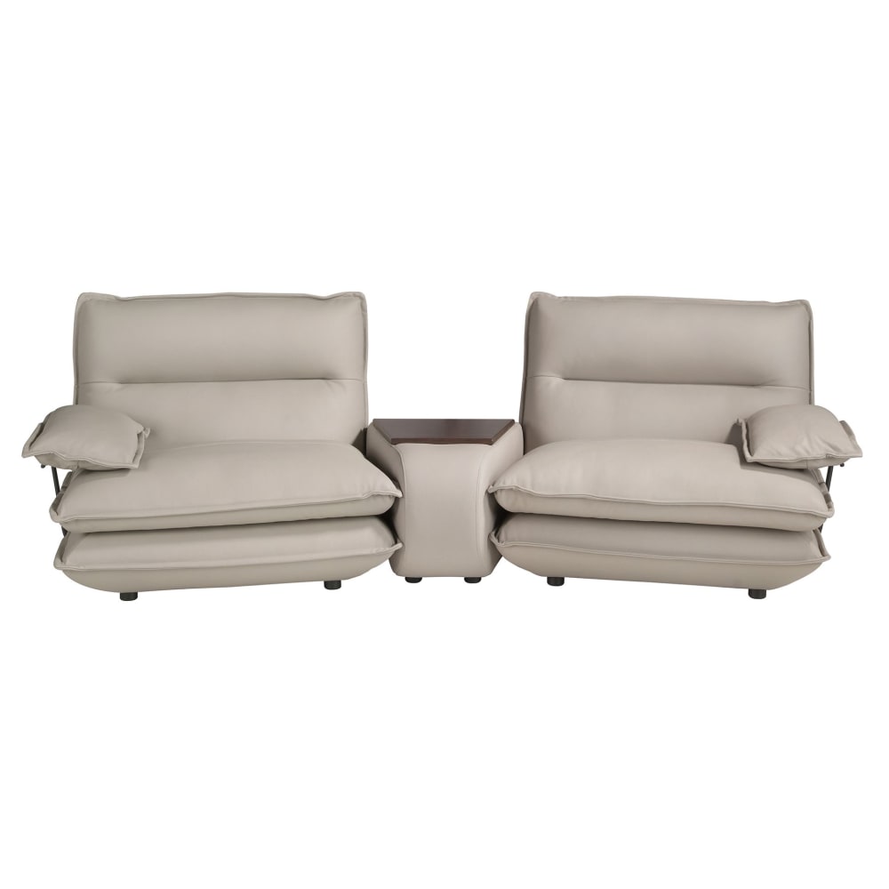 Canapé 2 places en cuir gris taupe