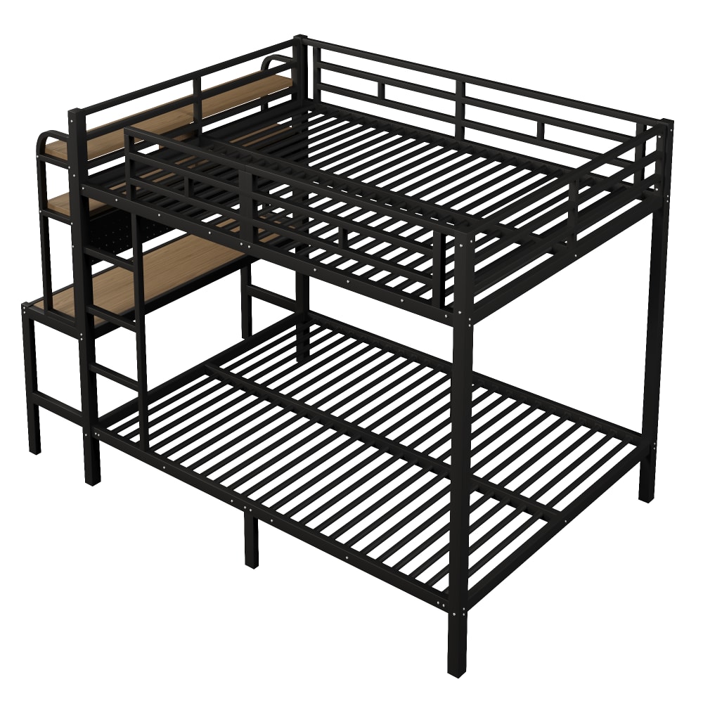 ComfortXL Etagenbett mit Schreibtisch led aus Eisen Schwarz 140x200 cm SCHWARZ STAHL Baby