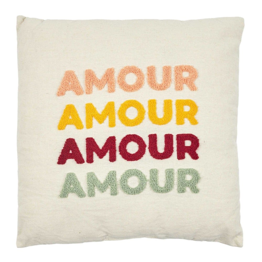 Coussin avec bouclette 40x40cm beige