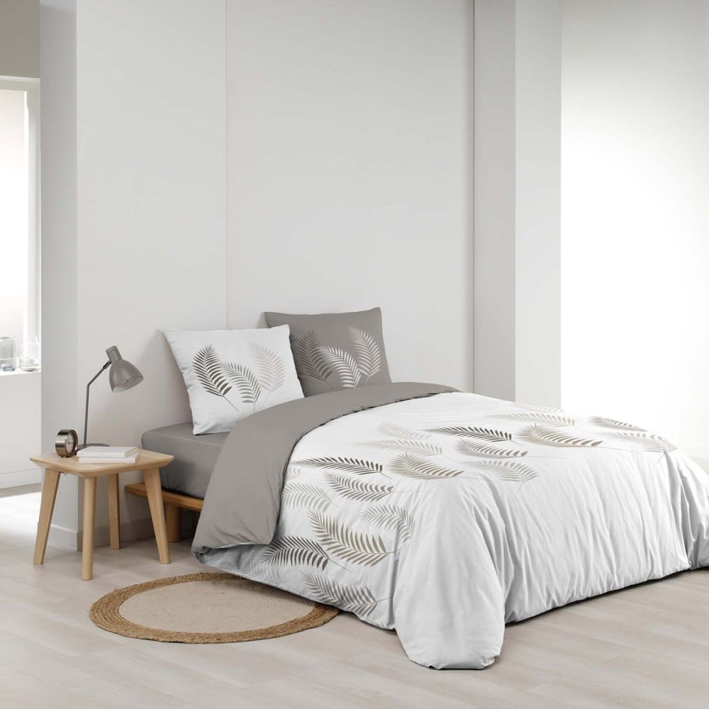 Parure de couette 100% coton 57 fils imprimée 200x200 2 taies Parure de couette 100% coton 57 fils imprimée 200x200 2 taies