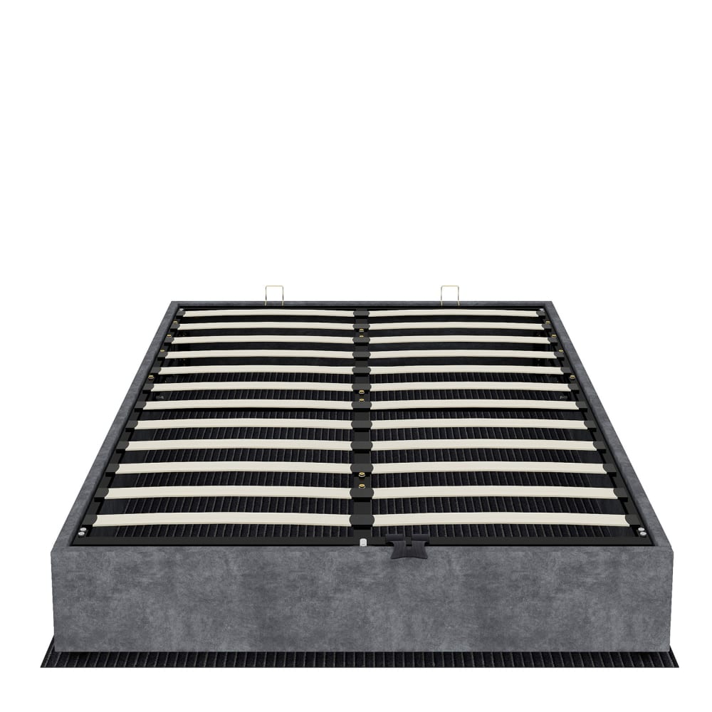 Lit en velours de polyester gris 160x200cm