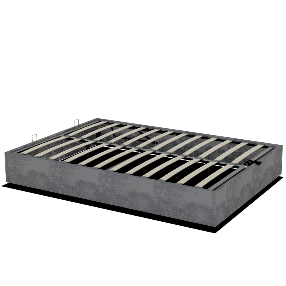 Lit en velours de polyester gris 140x200cm