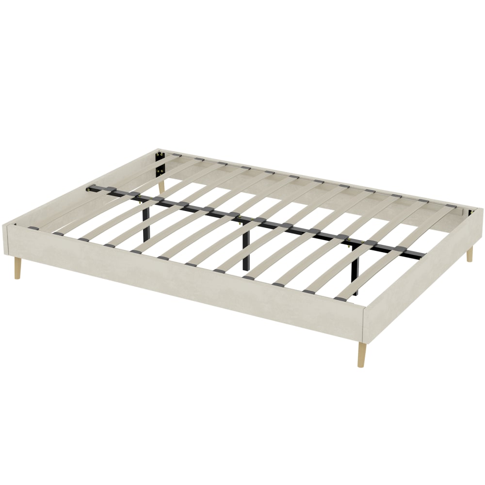 KOMHTOM Beiges samtbett im holländischen stil, 160 x 200 cm Beige Stoff