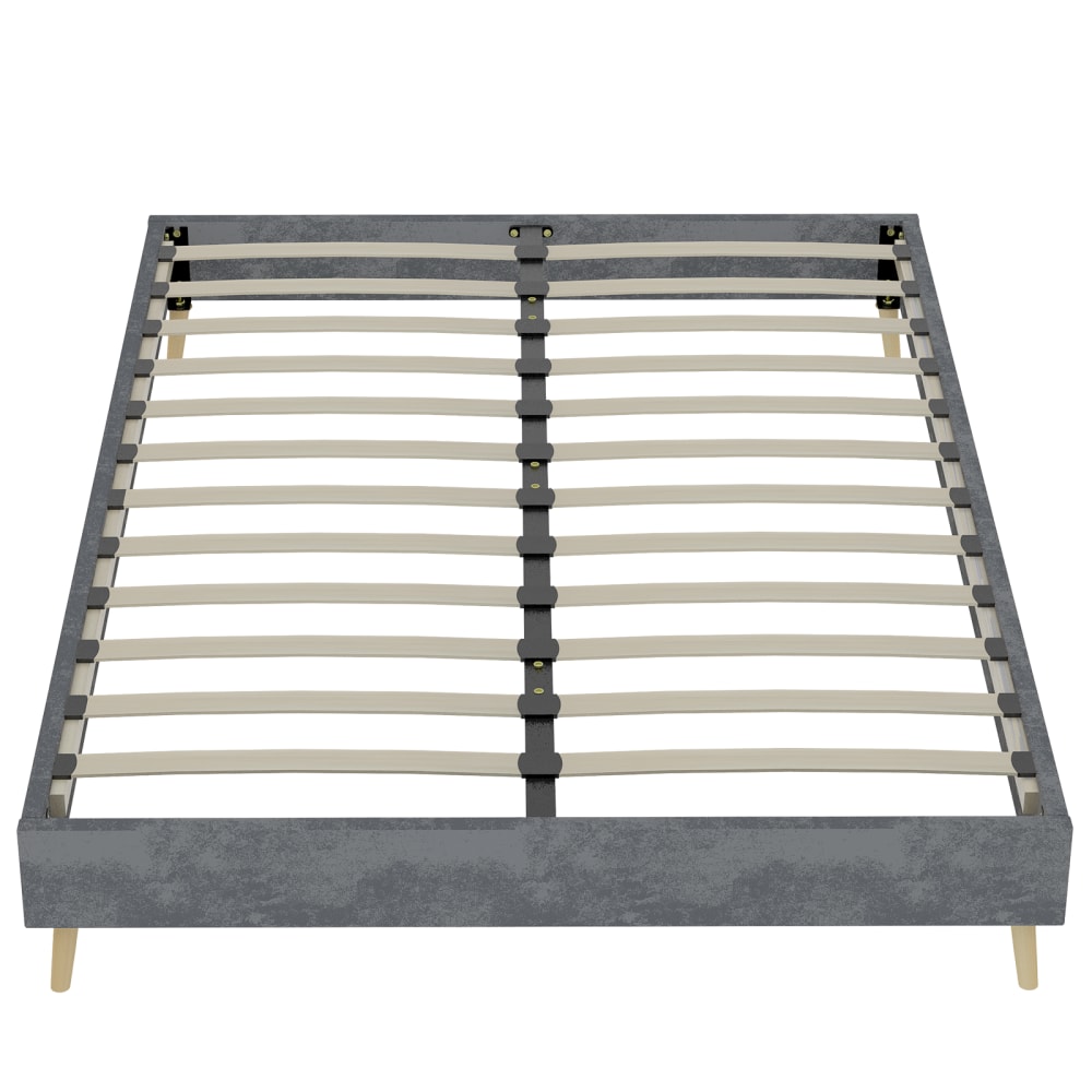 Lit en velours de polyester gris 140x200cm