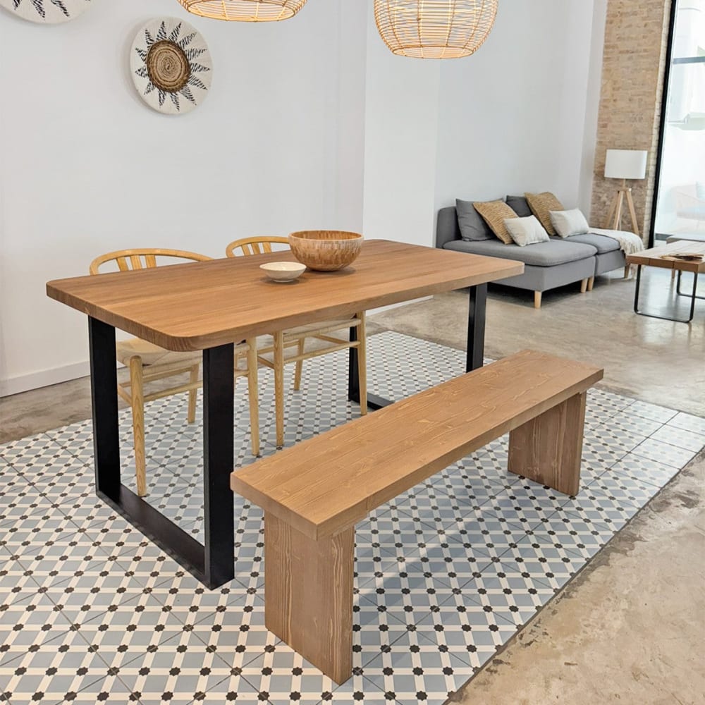 Bank aus Massivholz fürs Bettende/Wohnzimmer in Eichenoptik 100