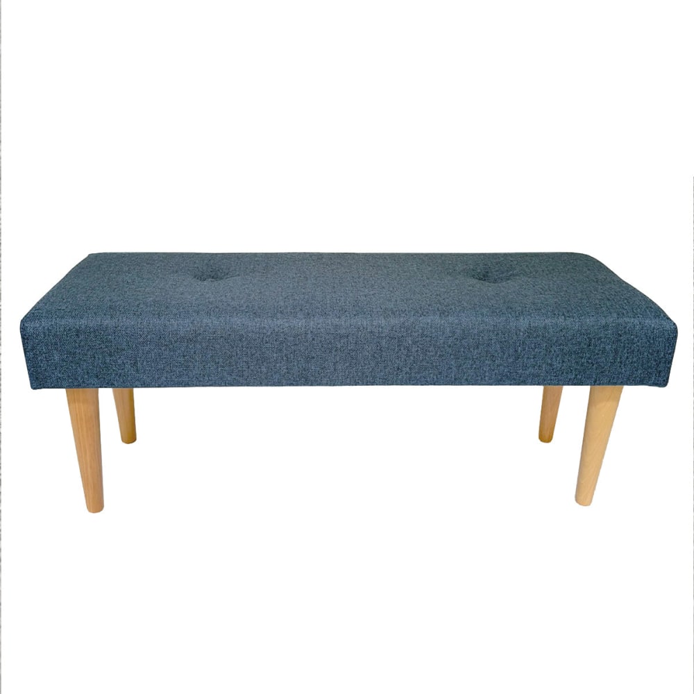 NATYAL Polsterhocker fürs Bettende mit Holzbeinen in Marineblau 100 cm style seaside - Stoff