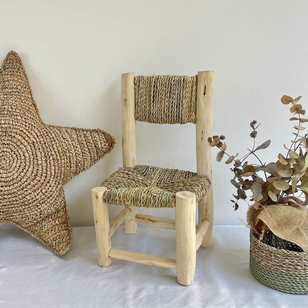 2er-Set Kinderstühle aus Massivholz und Naturfaser - Maisons Du