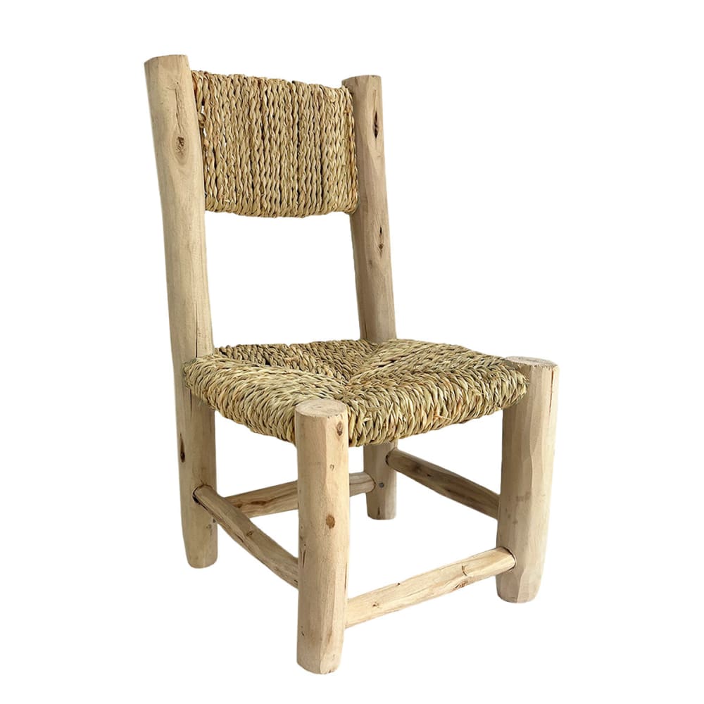 Chaise enfant en bois massif et fibre naturelle Chaise enfant en bois massif et fibre naturelle