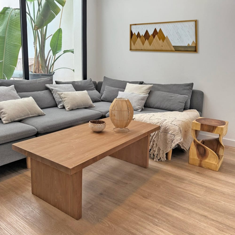 Rechteckiger Couchtisch aus Massivholz in Eichenoptik 100 cm -