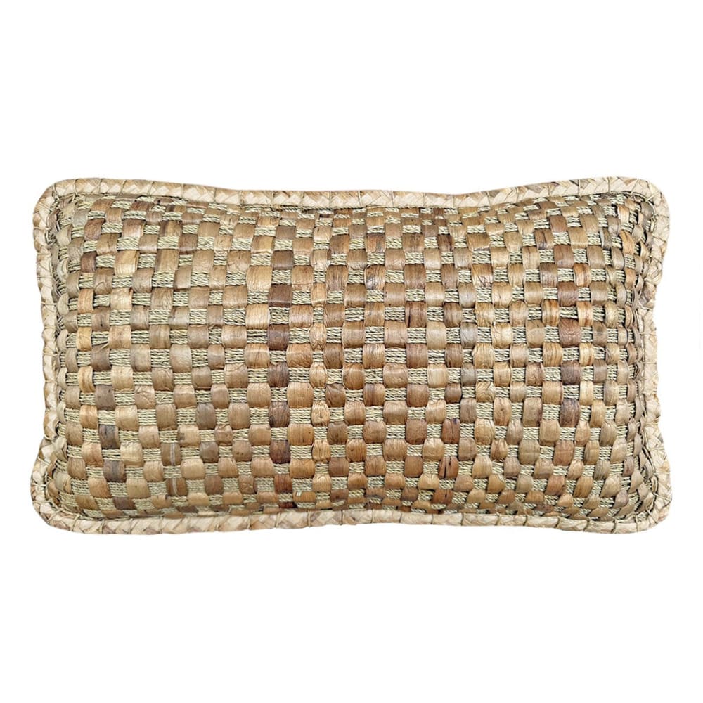 NATYAL Rechteckiges Kissen aus geflochtenen Naturfasern mit Füllung 50x30 cm style seaside Braun Naturfasern
