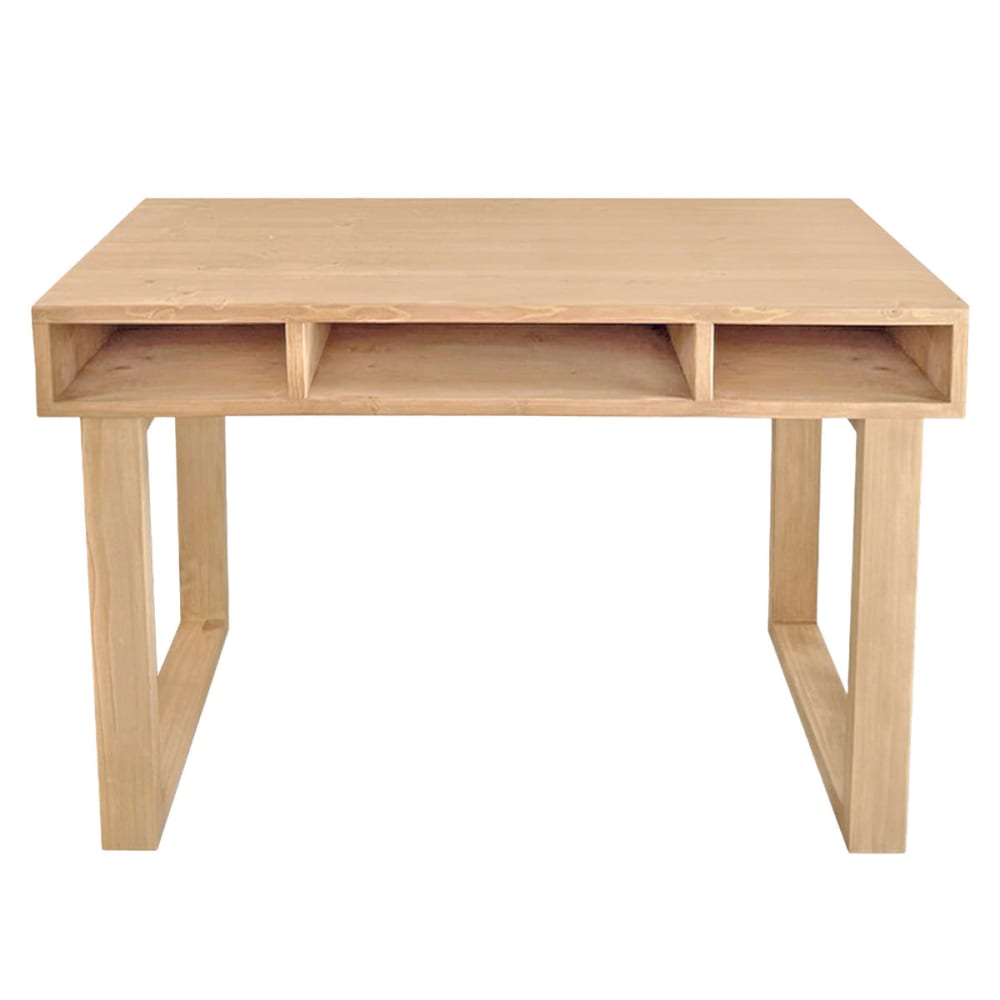 NATYAL Schreibtisch aus Massivholz in hellen Tönen mit 3 Schubladen 120cm style seaside Beige