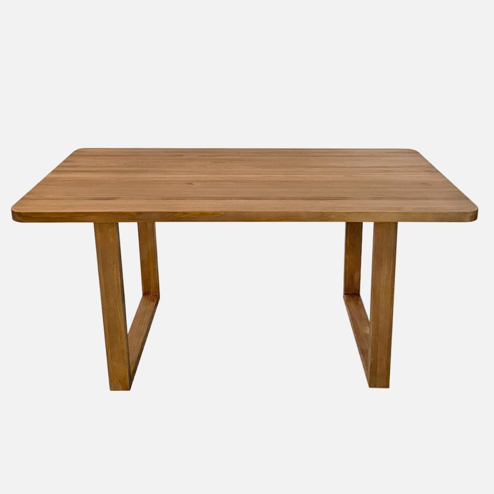 NATYAL Rechteckiger Esstisch aus Massivholz in Eichenoptik 160cm style seaside Braun