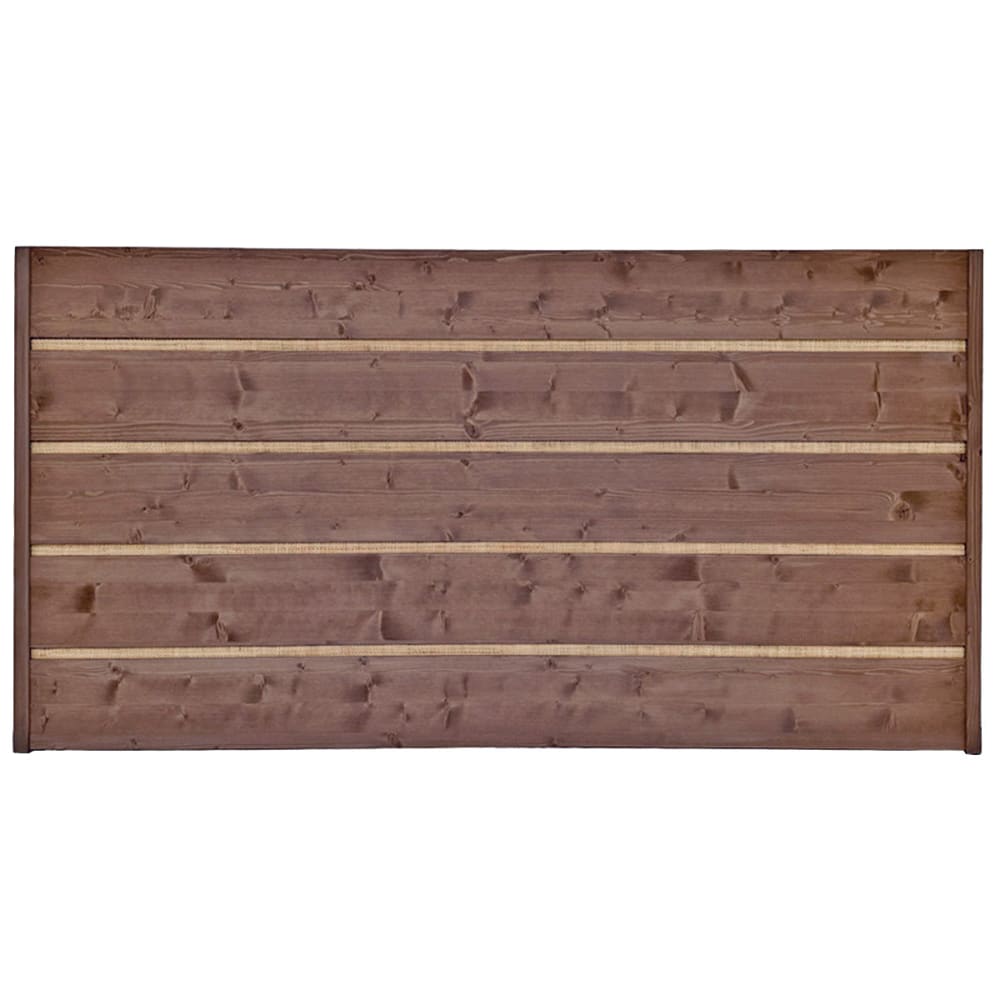 NATYAL Holz-Kopfteil mit Naturraffia in dunklem Holzton für Bett 135 cm style seaside Braun Holz