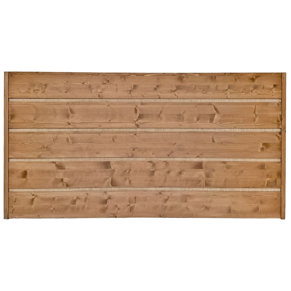 NATYAL Holz-Kopfteil mit Naturraffia in Eiche für Bett 135 cm style seaside Braun Holz