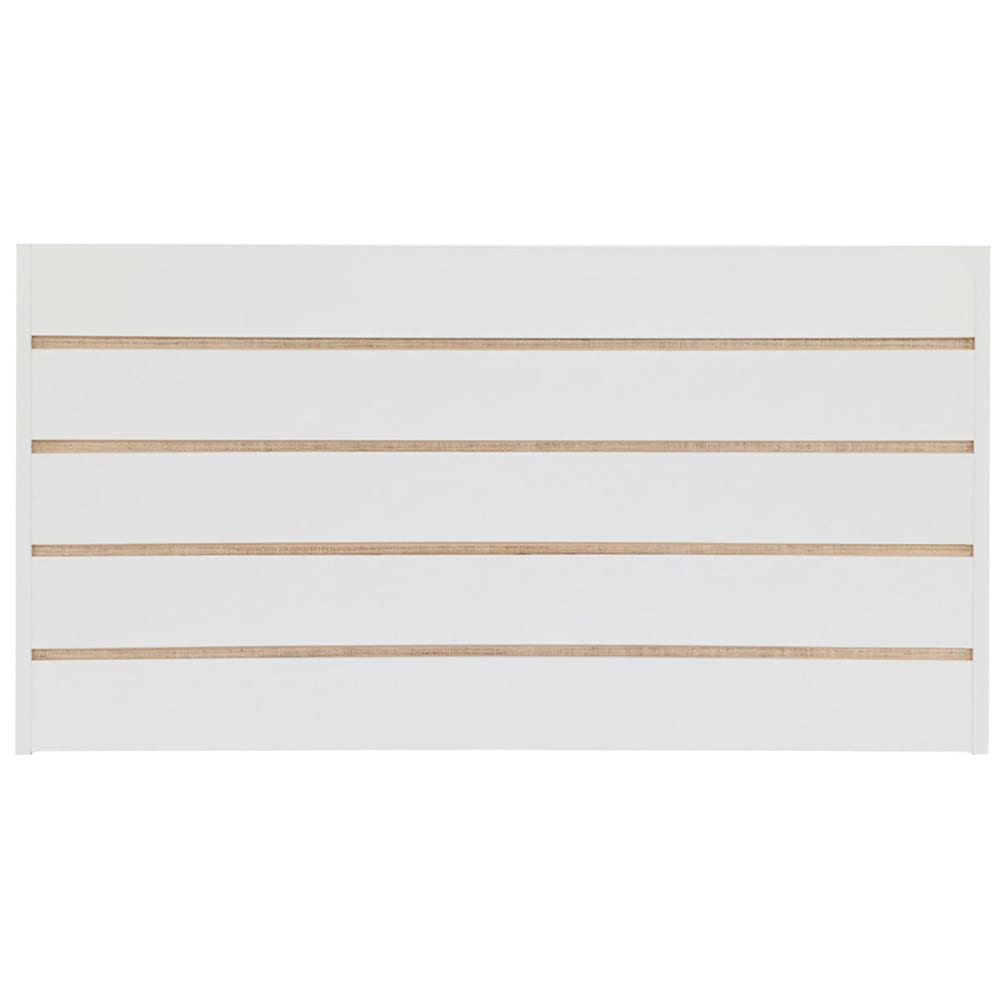 NATYAL Holz-Kopfteil mit Naturraffia in Weiß für Bett 180 cm style seaside Weiß Holz