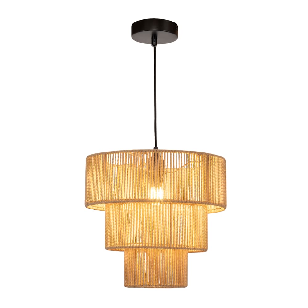 ZMH Pendelleuchte, Eisen Papierseil, H.150CM, Matt-Schwarz Gelb style vintage Schwarz Stahl
