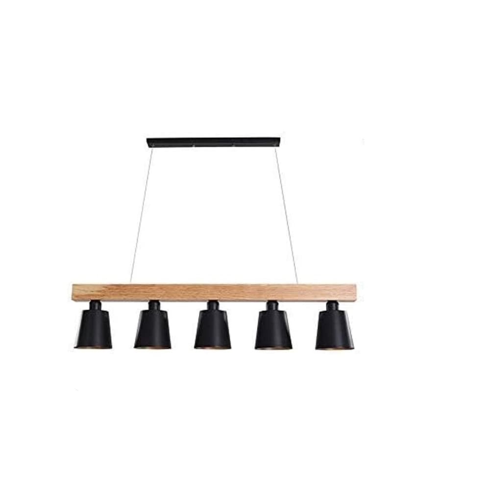 ZMH Pendelleuchte, Holz,Eisen, 100x13x150CM, Schwarz Schwarz Holz
