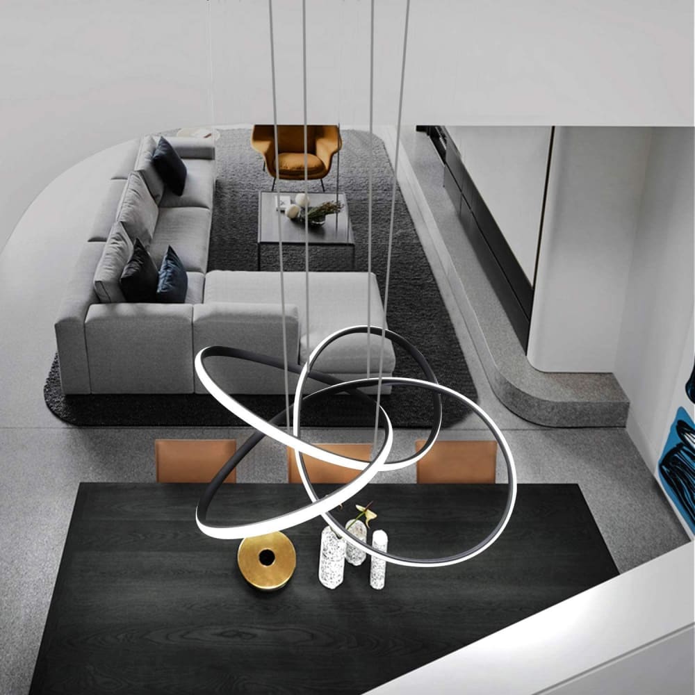 Suspension en fer et aluminium, noir, h.150cm — vue 4