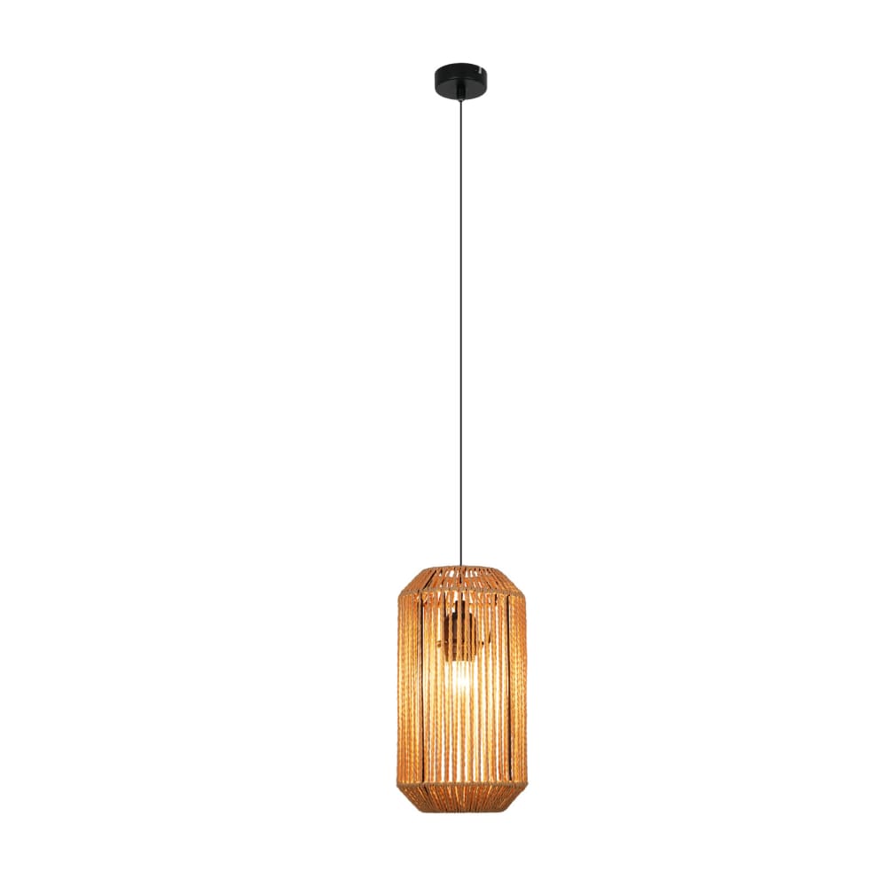 Suspension en fer et corde en chanvre, noir et beige clair, h.155cm